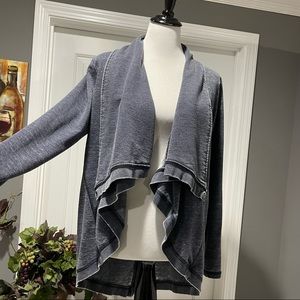 Halcyon Heathered Blue Open Front Cozy Sweatshirt - Size M